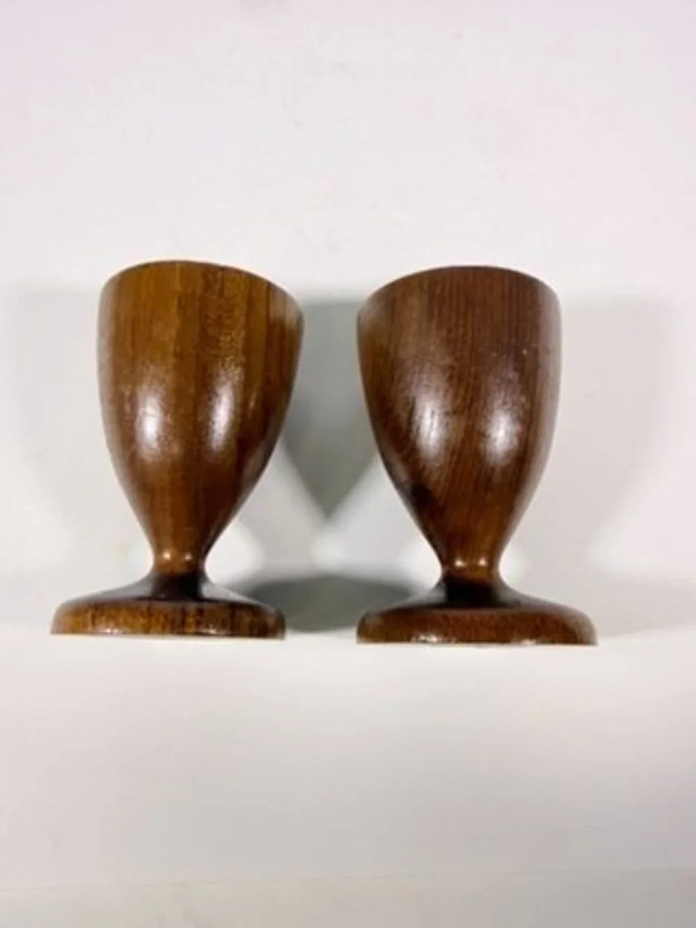 Wood Candleholders Pair Set 2 Burma Teak Mid Century Vintage Danish Style Home T